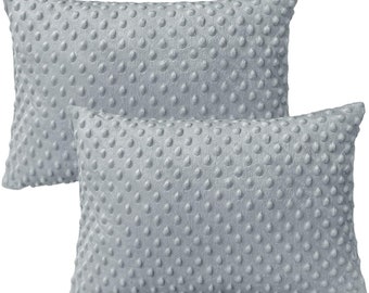 Set of 2 Kids' Pillowcases with Zipper Closure 13 x 18 Inches - Made of Minky Fabric