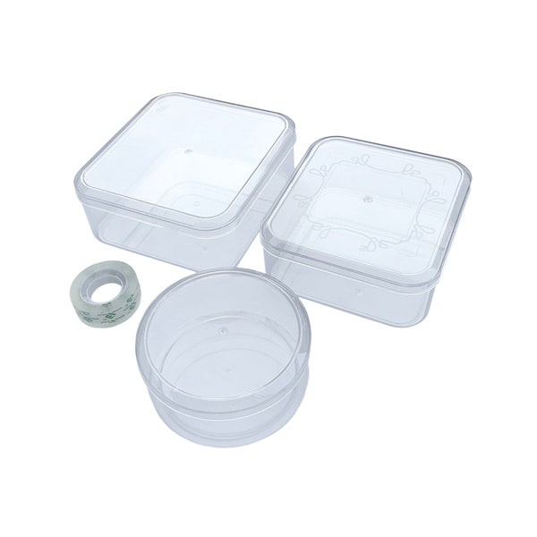 Plastic Containers with Lids for Candy Cookies Desserts, Bake Sales, Party Favors, Gift Giving - Clear Transparent - Pack of 3