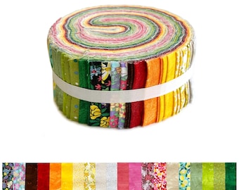 Jelly Roll Fabric Strips for Quilting, Crafting, Sewing and DIY Home Decor Projects - 40 Strip 2.5 x 43 Inch Assorted Bundle - 100% Cotton