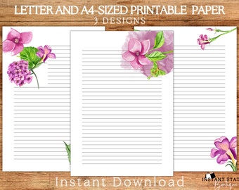 beautiful paper for writing Letter Writing Paper | Stationery Gift Or Thoughtful Present | Digital Download | Stationery Set | Floral Stationery | Lined Or Unlined