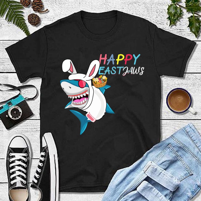 Happy Eastjaws Shark Rabbit Easter Day SVG Easter day gift Shark Easter day Cute Easter Gift Funny Gift Instant Download Shark Bunny
