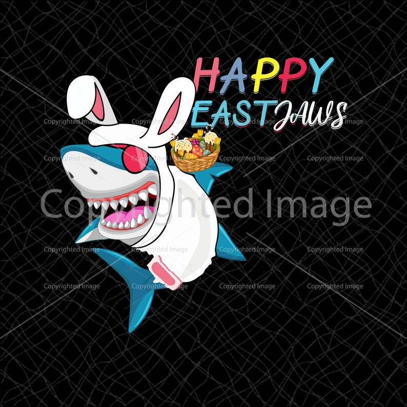Happy Eastjaws Shark Rabbit Easter Day SVG Easter day gift Shark Easter day Cute Easter Gift Funny Gift Instant Download Shark Bunny