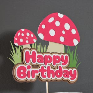 Pilz Kuchen Topper, Wald Thema Geburtstagsparty, Gender Neutral Party Dekoration, Verzauberter Fliegenpilz Wald Topper