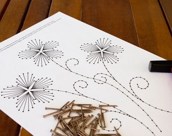 String art pattern "Three little flowers" - String art DIY - String art template | *Pattern only*