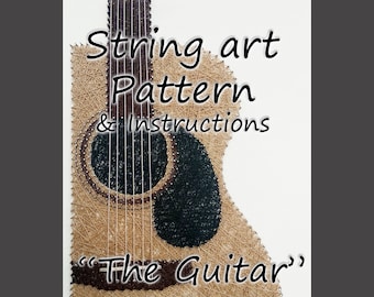 String art pattern and instructions "The Guitar" | String art tutorial | String art template | DIY string art | String art pattern