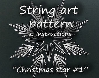 Schema e istruzioni per stringhe artistiche "Stella di Natale n. 1" / Tutorial sulle stringhe artistiche / Modello per stringhe artistiche / String art fai da te / String art natalizie