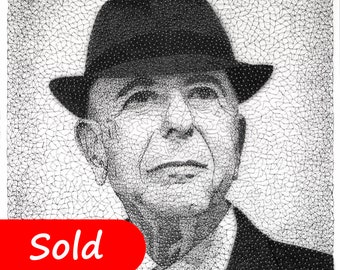 String art portrait of Leonard Cohen - Portrait string art - Photo-realistic string art - Face string art ***Original piece is sold***