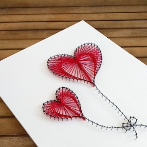 String art pattern & instructions "Balloon Hearts | String art patterns | String art template | String art tutorial | String art heart