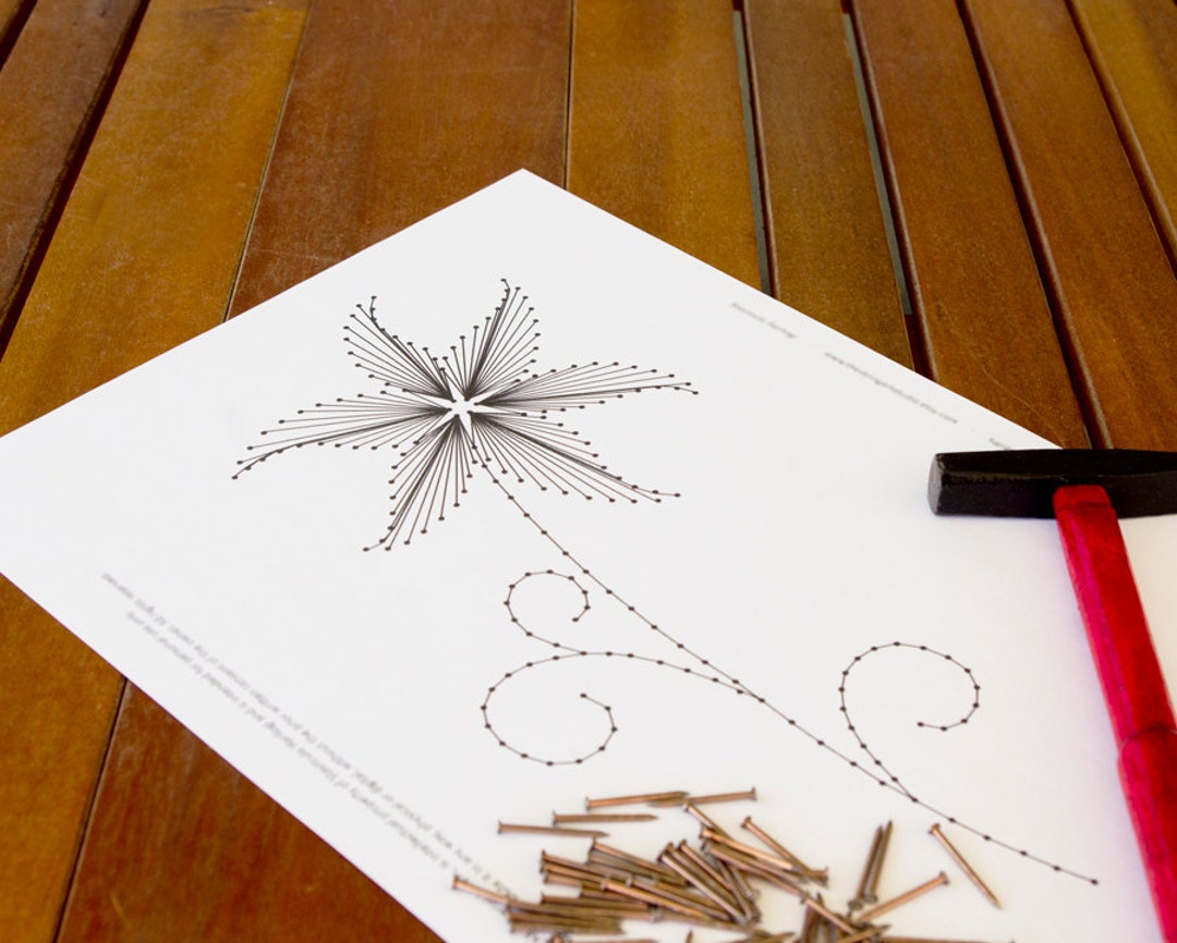 string-art-pattern-the-lily-flower-string-art-string-art-diy-string-art-template-pattern-only-etsy