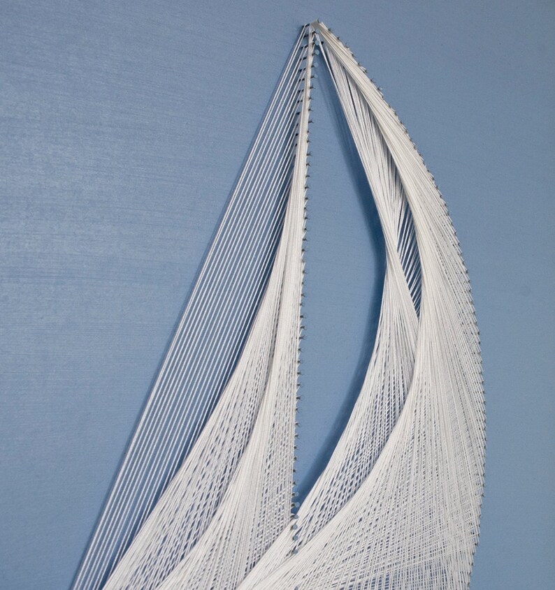 String art boat with sea of solidified cloth sailboat wall Etsy
