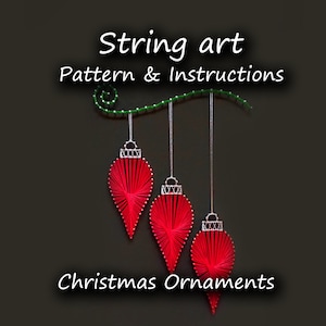 String art pattern & instructions &quot;Christmas Ornaments&quot; | String art tutorial | String art template | Christmas gift | Christmas string art