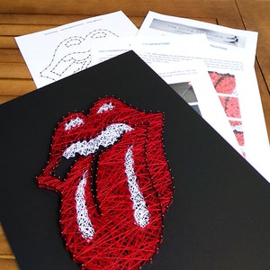 String art pattern & instructions &quot;Rolling Stones&quot; | String art pattern | String art DIY | String art template | String art tutorial
