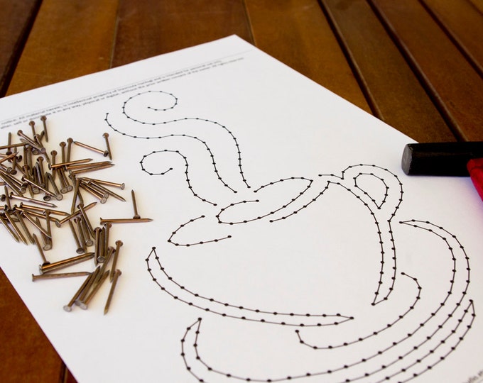 String Art Pattern coffee Cup String Art DIY String Art Template ...