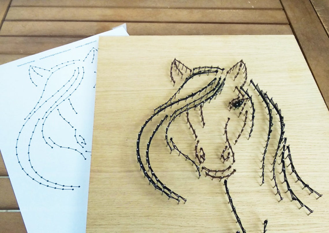 String Art Pattern horse String Art Tutorial Etsy Denmark