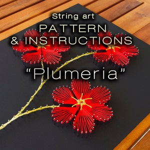 String art pattern & instructions Plumeria DIY string art patterns String art tutorial String art template String art flower image 2