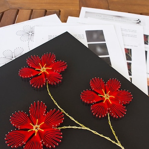 String art pattern & instructions "Plumeria" | DIY string art patterns | String art tutorial | String art template | String art flower