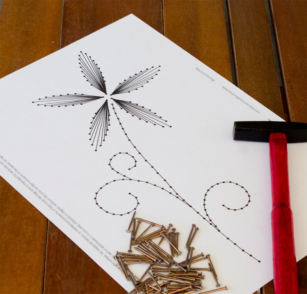 string-art-pattern-exception-flower-string-art-diy-string-art-template-string-art-patterns-pattern-only-etsy