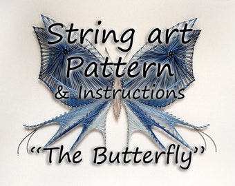 String Art Schnittmuster & Anleitung ""Schmetterling"" | String Art Anleitung | String Art Vorlage | DIY Faden Kunst | String Art Muster