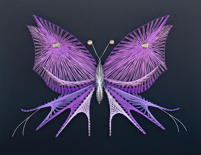 String Art Butterfly Purple Butterfly Nails and Strings Etsy