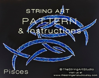 Modèle de string art & instructions "Poissons" | Motifs d'art à cordes bricolage | Tutoriel String Art DIY | Modèle d'art à cordes | String art nautique