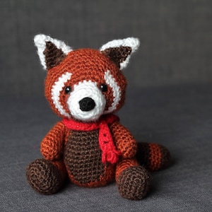 Aka the RED PANDA Crochet stuffie with Festive Red Scarf or Bowtie Giant Amigurumi size Available Scarf