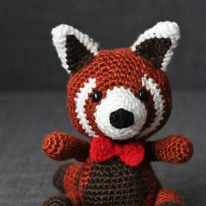 Aka the RED PANDA Crochet stuffie with Festive Red Scarf or Bowtie Giant Amigurumi size Available Bowtie