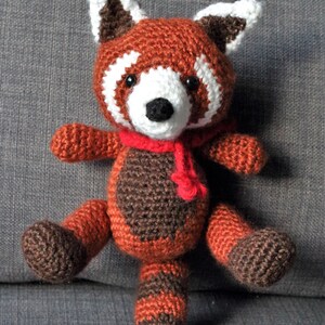 Aka the RED PANDA Crochet stuffie with Festive Red Scarf or Bowtie Giant Amigurumi size Available image 2