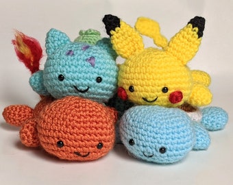 Squirtle or ANY POKEMON CUSTOM crochet amigurumi plush, Pokemon Go starter, eevee, squirtle squad