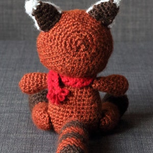Aka the RED PANDA Crochet stuffie with Festive Red Scarf or Bowtie Giant Amigurumi size Available image 3