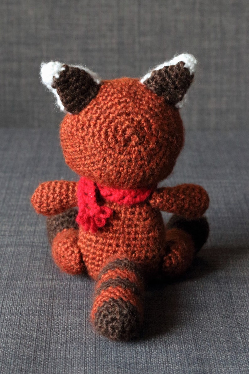 Aka the RED PANDA Crochet stuffie with Festive Red Scarf or Bowtie Giant Amigurumi size Available image 3