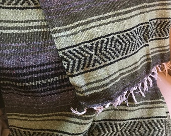 Army Green, Khaki, and Charcoal Mexican Blanket