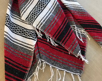 Red and Grey Mexican Blanket