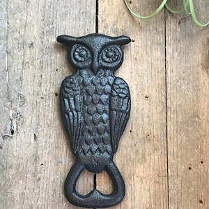 Cast Iron Owl Bottle Opener. Made of cast iron, solid and sturdy. Makes a great house warming gift.