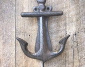 Anchor Door Knocker made of cast iron. This is the perfect door knocker for a beach cottage. Shown in the Aged Iron finish.