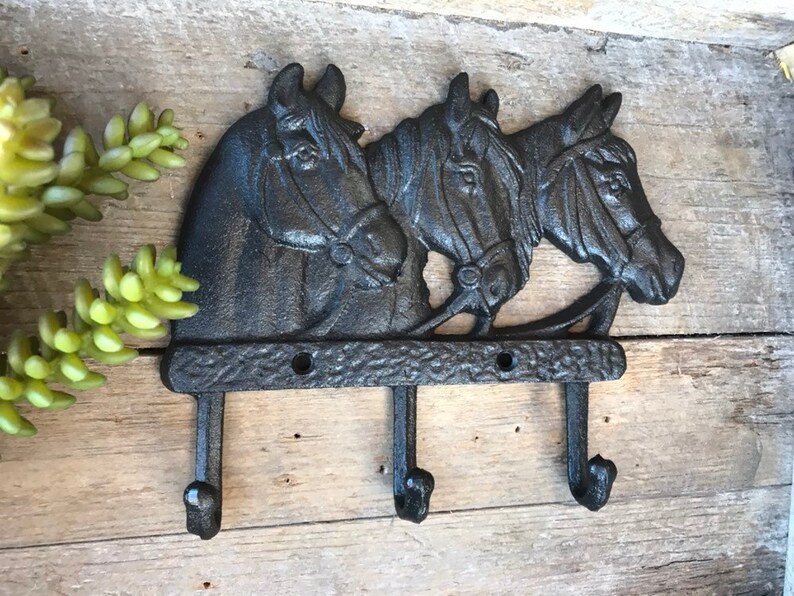 Mustang Horses Wall Hooks Made of Cast Iron and Shown in the Etsy