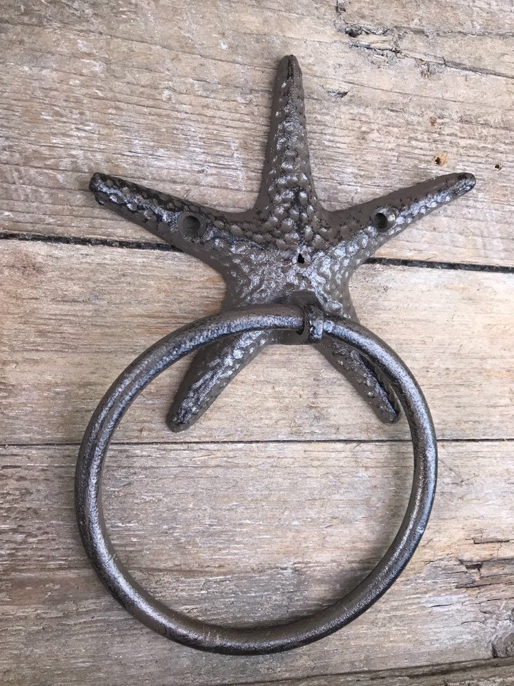 Metal Starfish Towel Holder Made of Cast Iron. the Perfect Towel Holder for Your Beach Bathroom. Shown in the Aged Iron Finish. Etsy