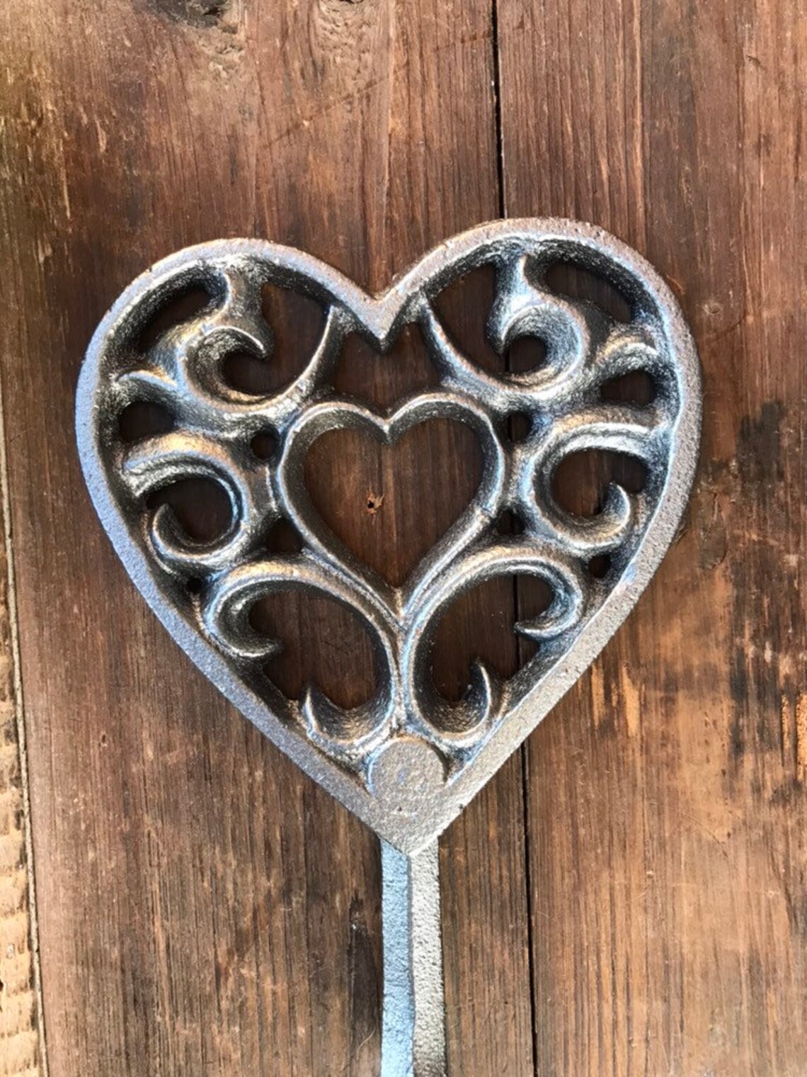 Cast Iron Heart Hook in the Oxidized Silver Finish Etsy