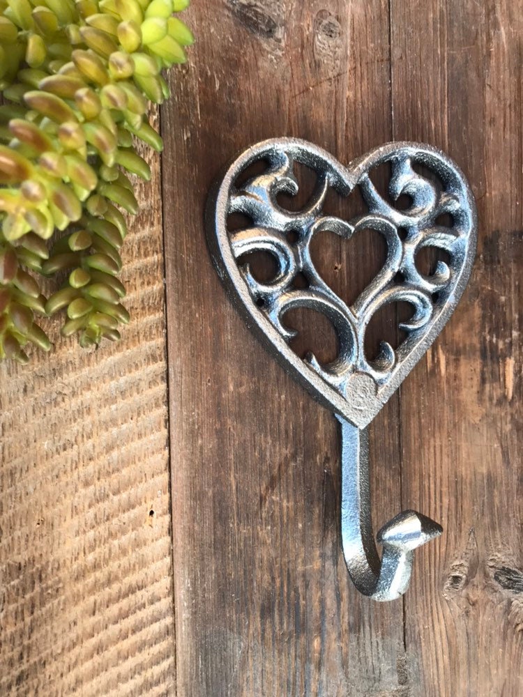 Cast Iron Heart Hook in the Oxidized Silver Finish Etsy