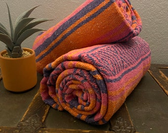 Premium Orange, Purple, and Pink Mexican Blanket