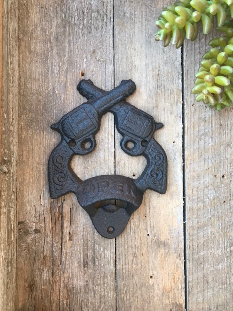 Western Guns Bottle Opener That Secures to the Wall in the Etsy