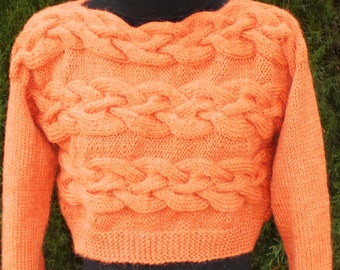 CABLE CROP JERSEY - No. 1301 -  12 ply triple knit, pdf knitting pattern, sideways cables, short jersey, long jersey, cable sweater, crop
