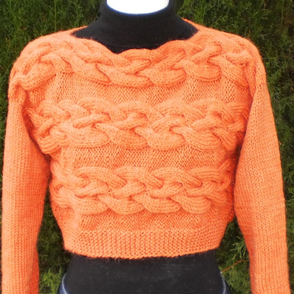 CABLE CROP JERSEY - No. 1301 -  12 ply triple knit, pdf knitting pattern, sideways cables, short jersey, long jersey, cable sweater, crop
