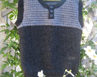 CHILDS - VEST No. 1617 with placard for 3 button yoke,  Knitted in 8 ply 2 colours, double knit vest, boys vest, pdf knitting pattern,