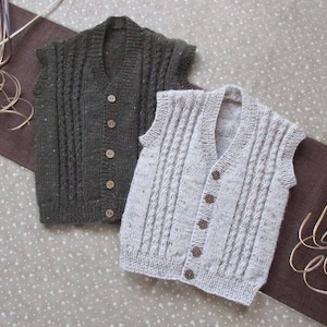 GRANDPA VEST Childs knitting pattern no. CN03, PDF digital download, cable vest, 1 - 4 years,