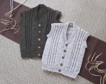 GRANDPA VEST Childs knitting pattern no. CN03, PDF digital download, cable vest, 1 - 4 years,