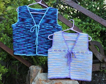 CHILDs - VEST - 1615.  in 8 ply. Garter stitch with drawstring. 1 -8 years, girls vest, pdf knitting pattern, crochet edging, knit vest