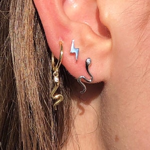 Blaze- Lightning Bolt Stud Earrings, Stud earrings, silver lightning earrings, silver thunder earrings, gold lightning bolt,  Thunder