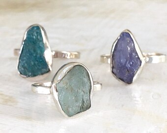 Lith - Semi Precious Stone Ring, crystal Ring, Aquamarine, Apatite, Sapphire, Crystal Jewelry, Healing Jewelry, Meaningful Jewelry