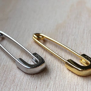 Sav- Safety Pin Earrings, Paper Clip Earrings, Gold Safety Pin Earrings, Silver Safety Pin Earrings, Minimalist, 925 sterling silver