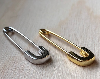 Sav- Safety Pin Earrings, Paper Clip Earrings, Gold Safety Pin Earrings, Silver Safety Pin Earrings, Minimalist, 925 sterling silver
